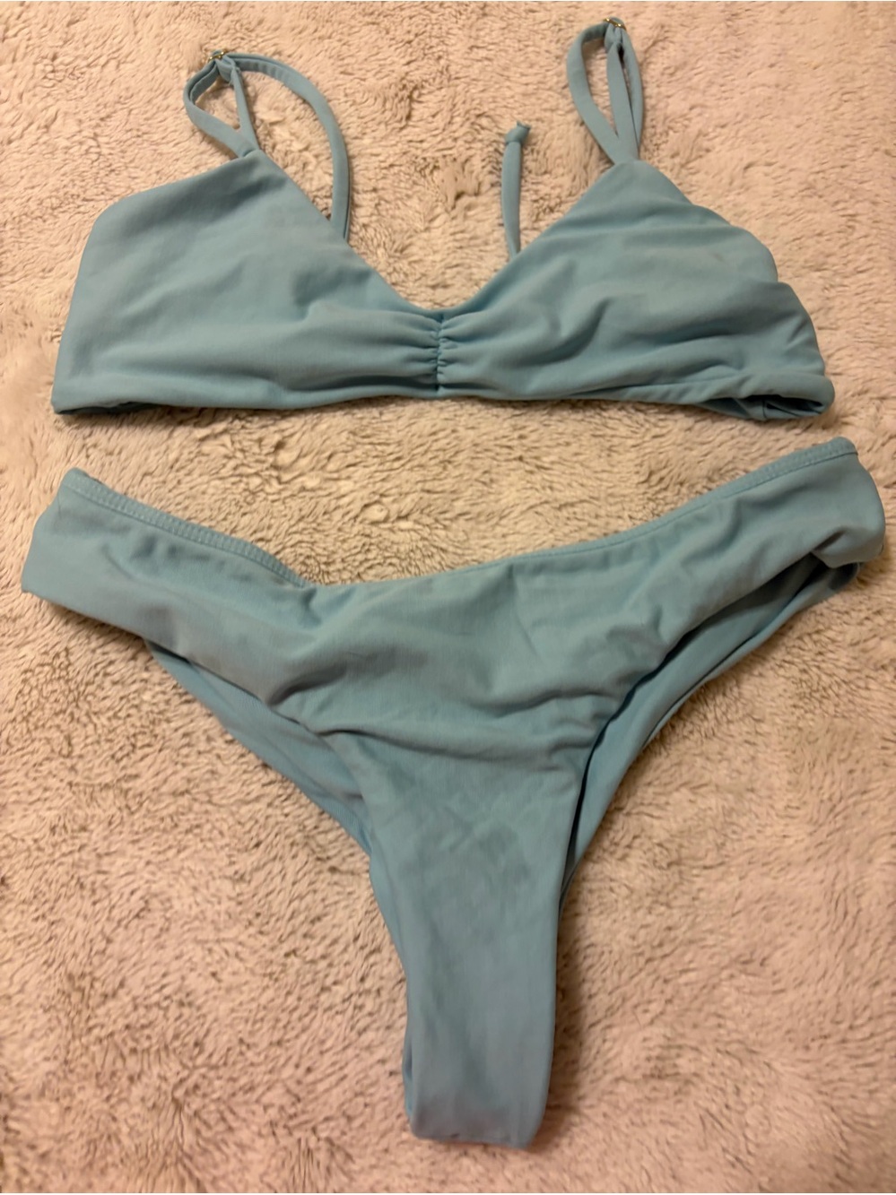 Midori Light Blue Women's Bikini Set - Seamless V-Neck Top & Brayden Bottom